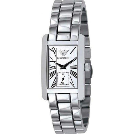 Classic Rectangular White Dial Stainless Steel AR0146 25mm