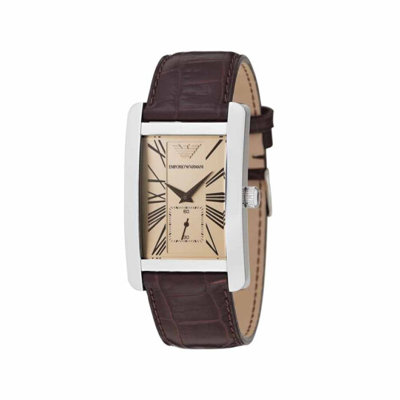 Classic Beige Dial Brown Leather Strap AR0155