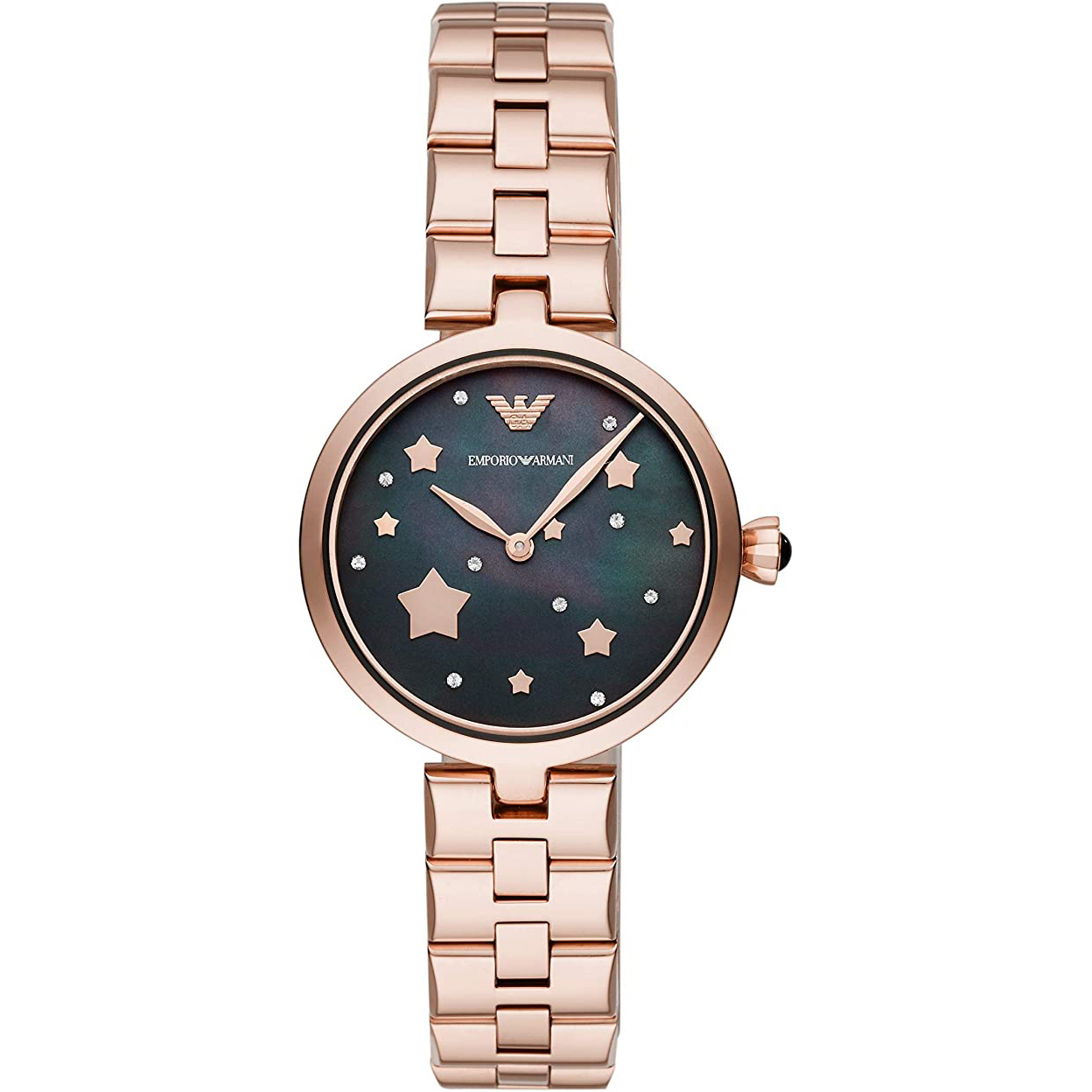 Arianna Quartz Black Glitz Star Dial Rose Gold-tone Bracelet AR11197 32mm