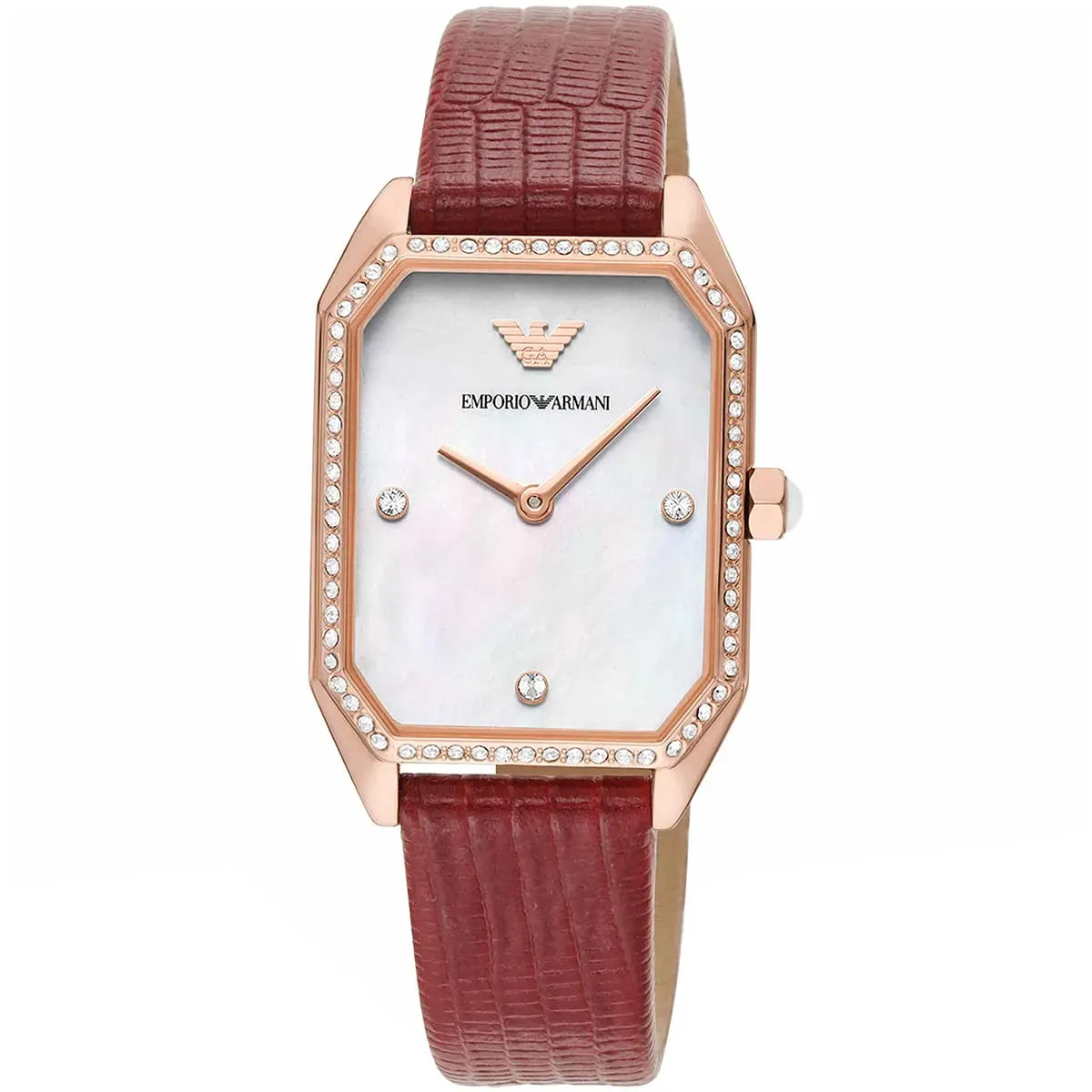 Gianni T-Bar Two-Hand Mother of Pearl Dial Red Leather Strap AR11467