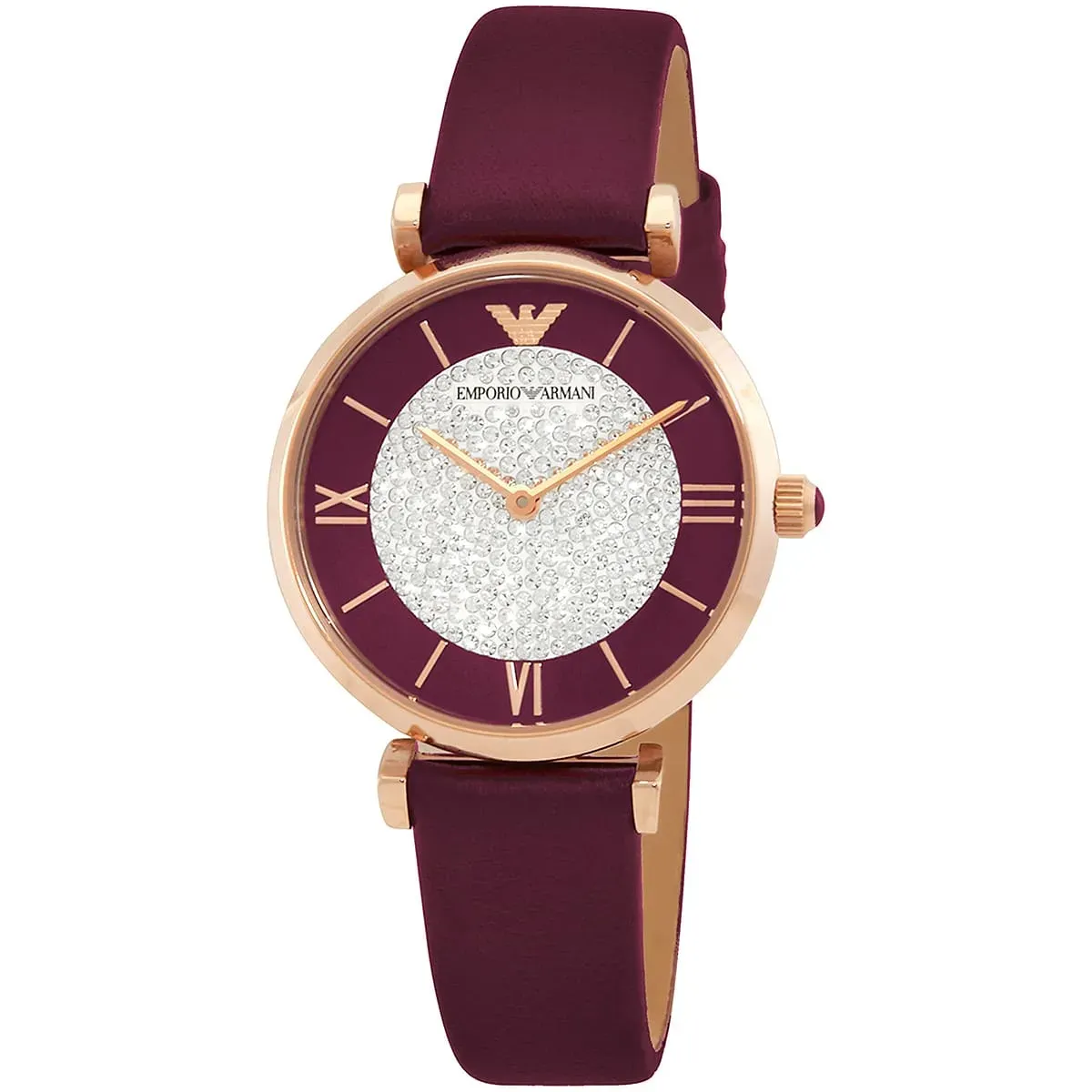 Two-Hand Burgundy Leather Watch AR11487 32mm