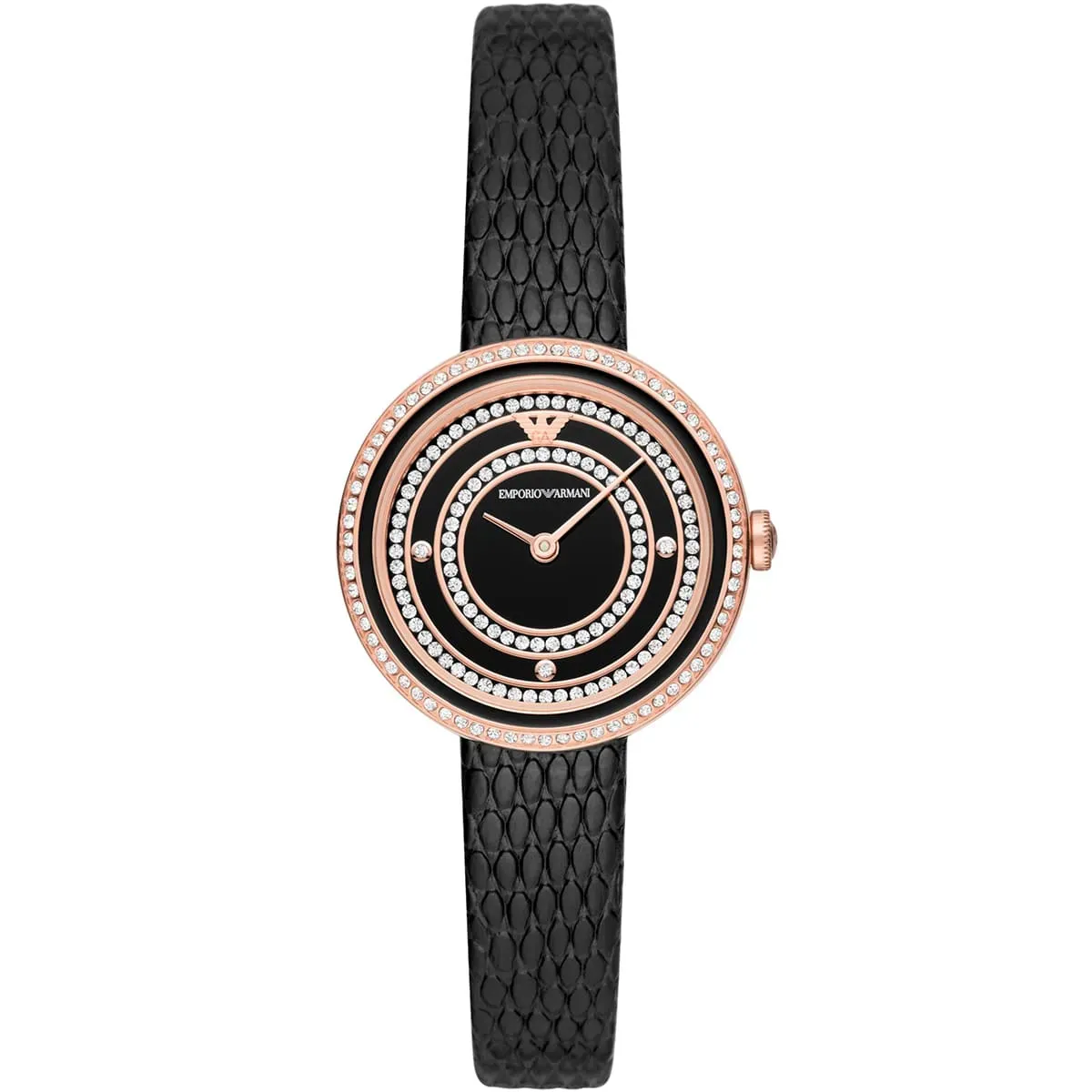 Rosa Two-Hand Black Leather Quartz AR11493