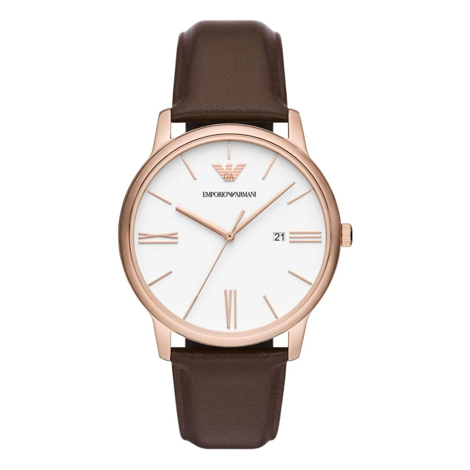 Minimalist White Dial Brown Leather Quartz AR11572 42mm