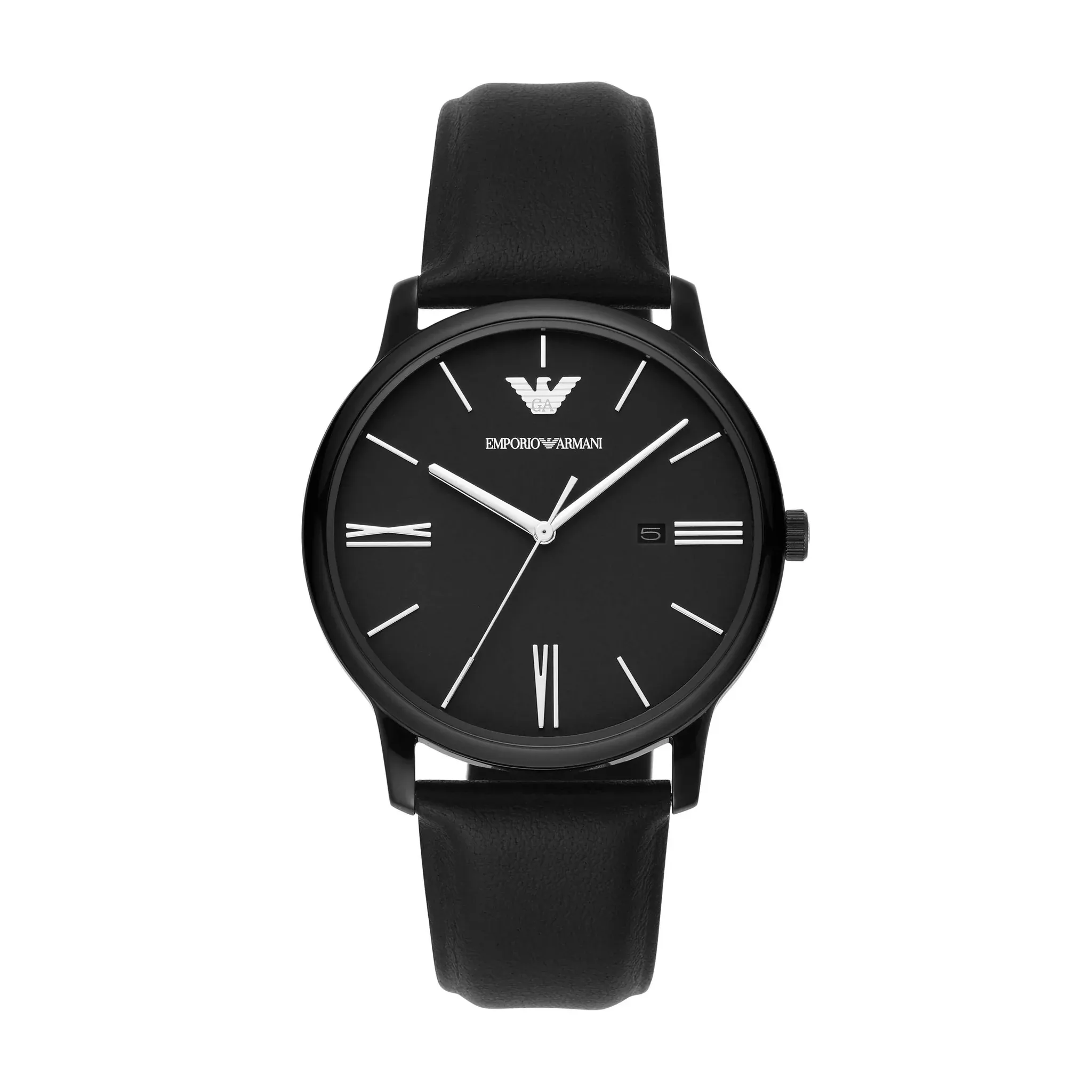 Minimalist Black Dial Black Leather Strap AR11573 42mm