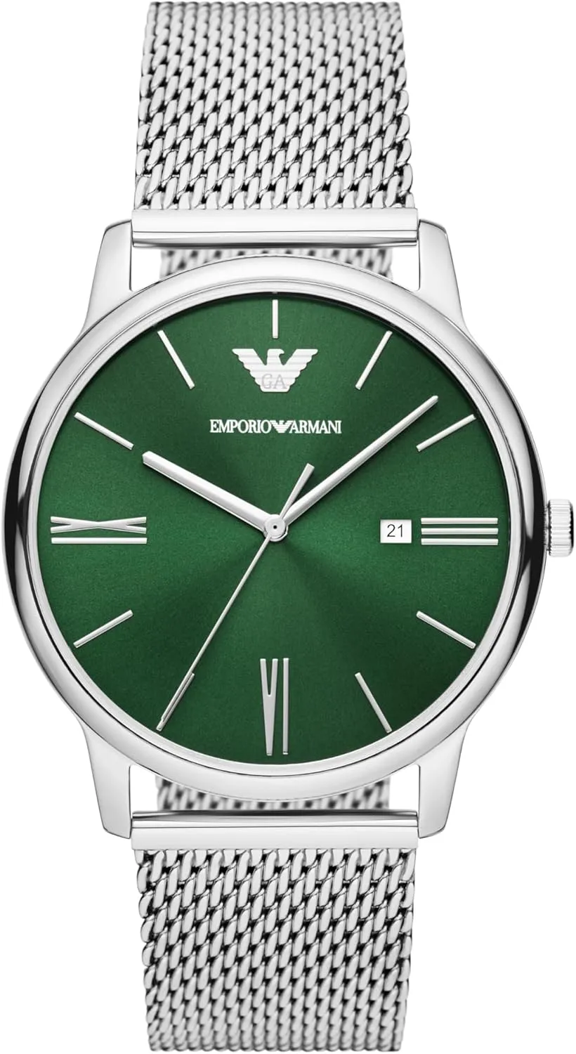 Minimalist Green Dial Silver Milanese Mesh Bracelet AR11578 42mm