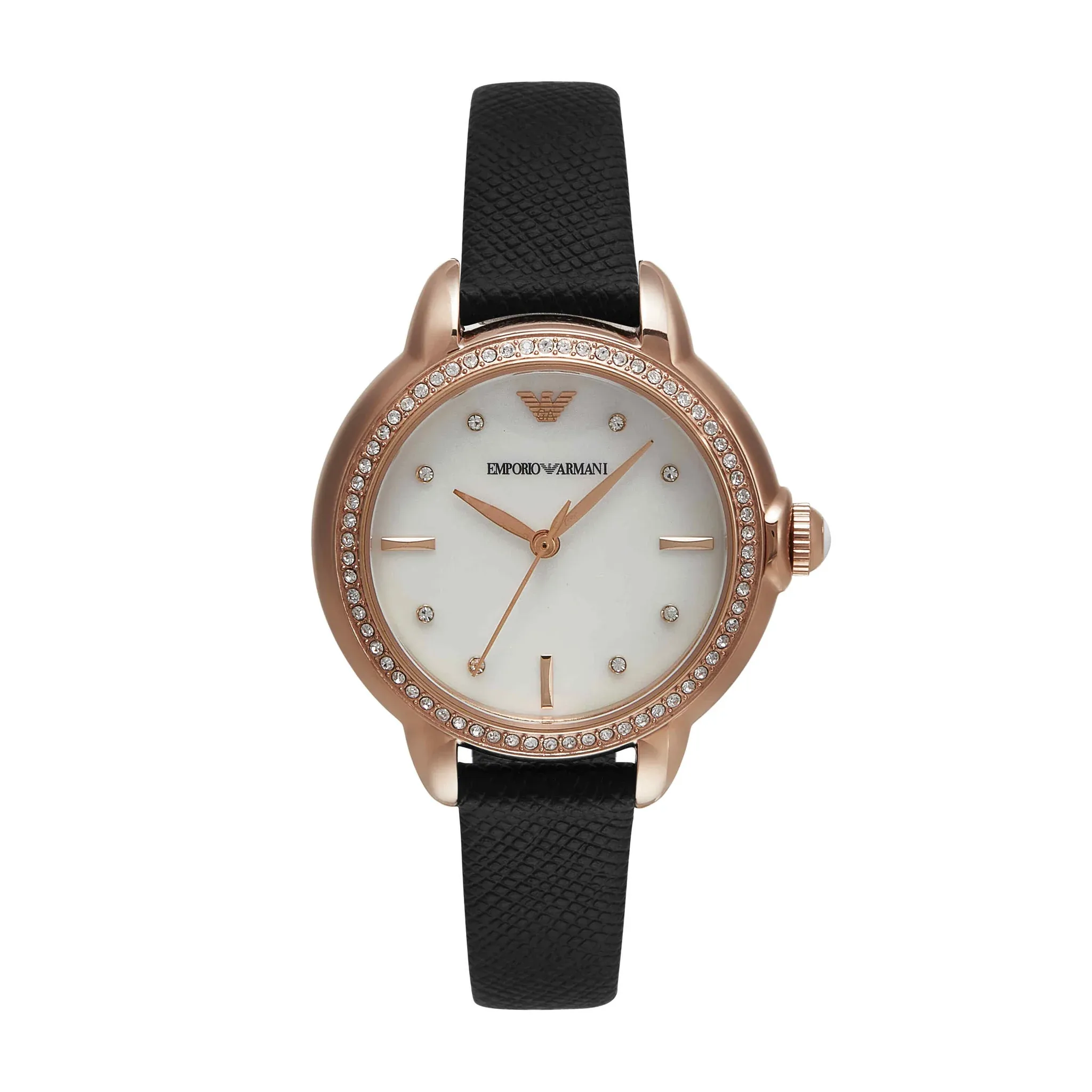 Mia Mother of Pearl Dial Black Leather Strap AR11598