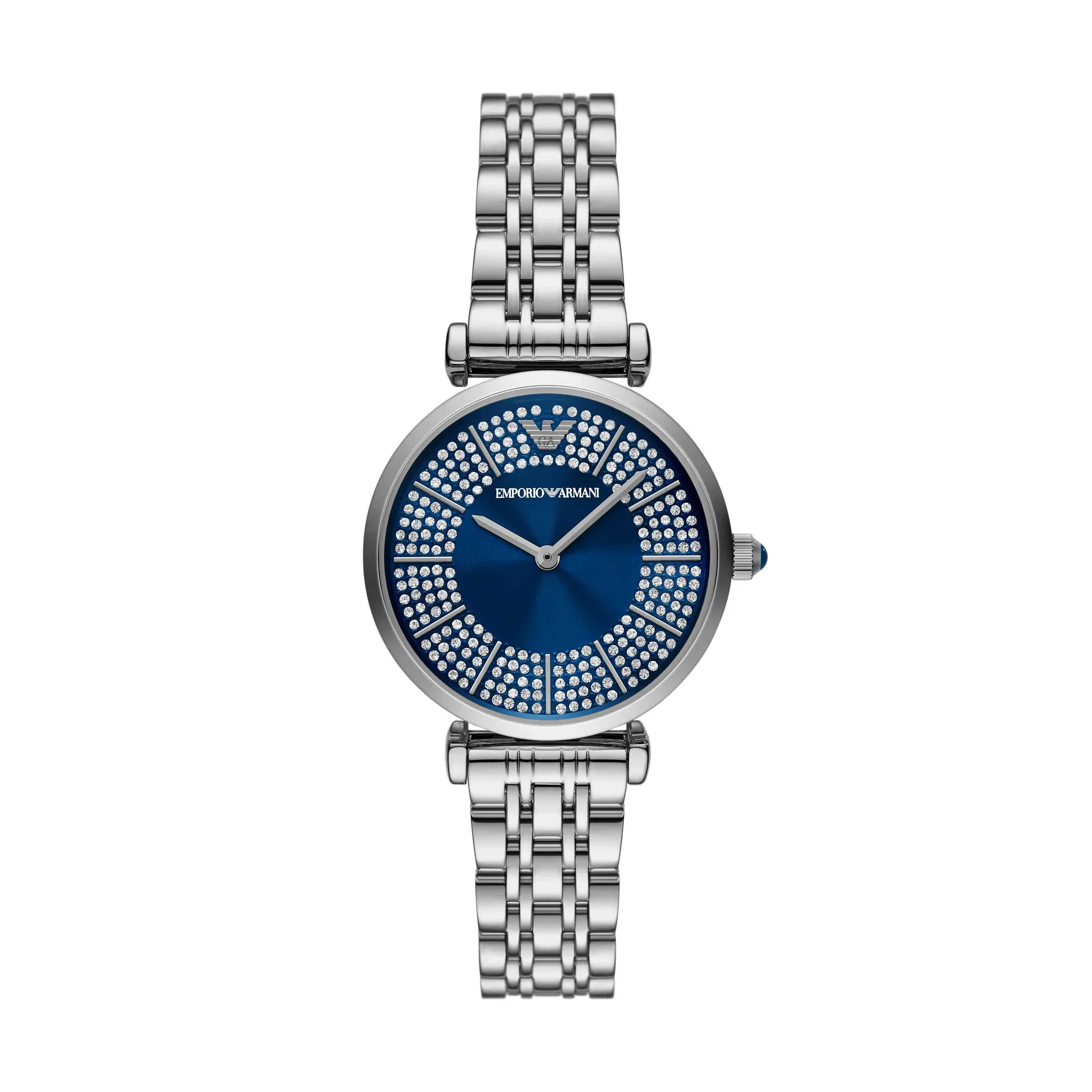 Gianni T-Bar Blue Crystal-Set Dial Stainless Steel Bracelet AR11627 32mm
