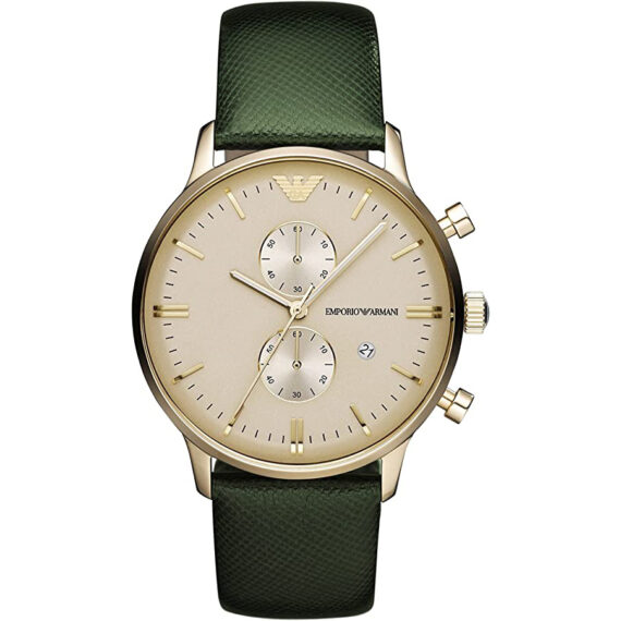 Chronograph Champagne Dial Green Leather AR1722