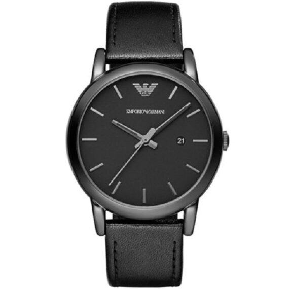 Classic Black Dial Black Leather Strap Men's Watch AR1732