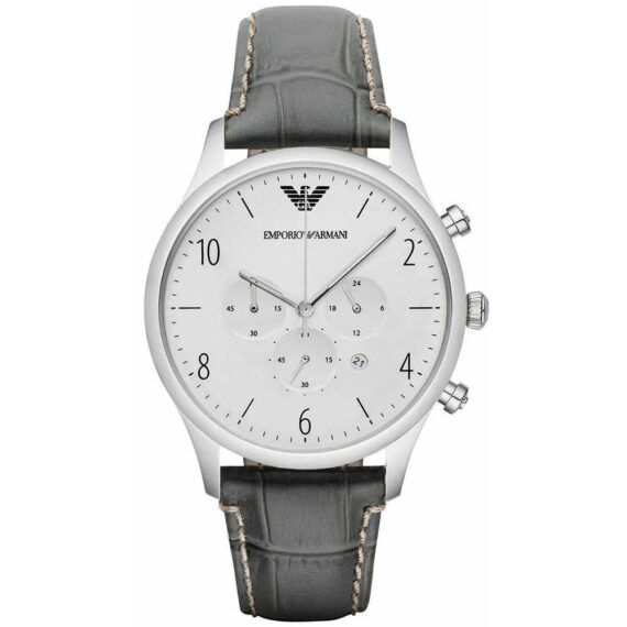 Classic Chronograph Silver Dial Grey Leather AR1861