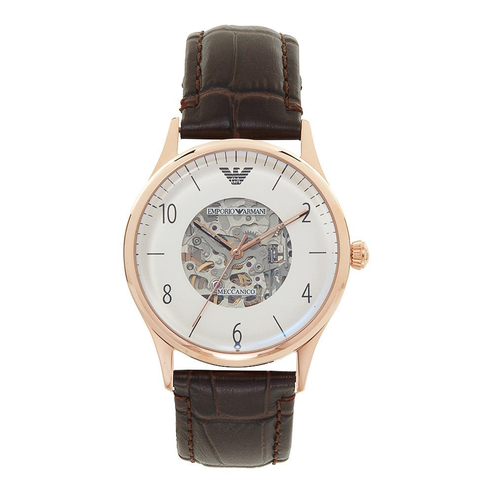 Meccanico White Skeleton Dial Brown Leather AR1920 41mm