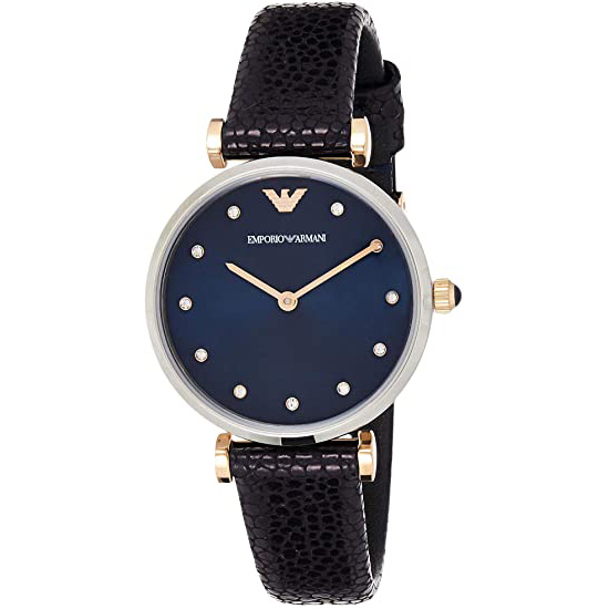 Gianni T-Bar Blue Dial Leather Strap AR1989 32mm