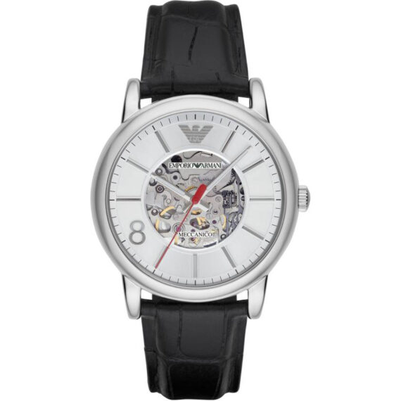 Meccanico Silver Skeleton Dial Black Leather AR1997 43mm