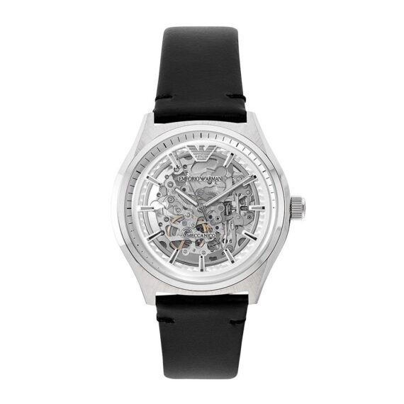Automatic Black Leather Skeleton Men's Watch AR60003 43mm