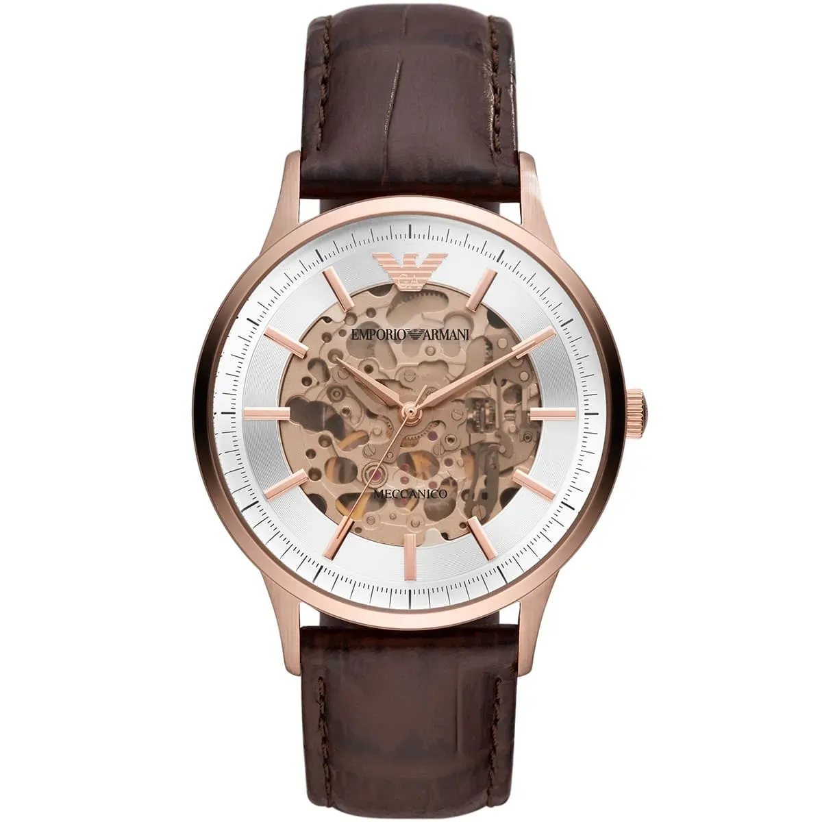 Automatic Skeleton Silver Dial Brown Leather AR60039 43mm