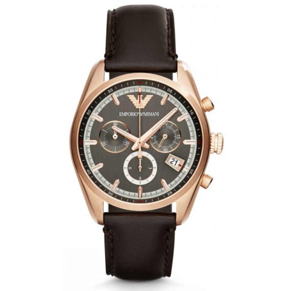 Chronograph Gray Dial Brown Leather Strap AR6043 43mm