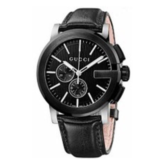 G-Chrono Chronograph Black Dial Black Leather YA101205 44mm