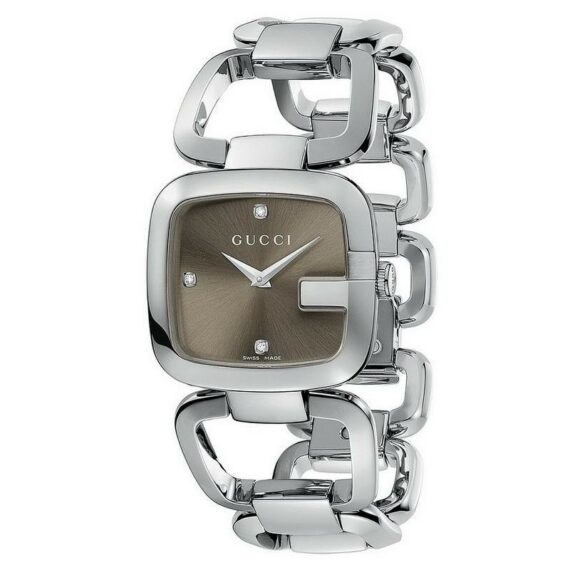 G-Gucci Brown Diamond Dial Steel Women's Watch YA125401