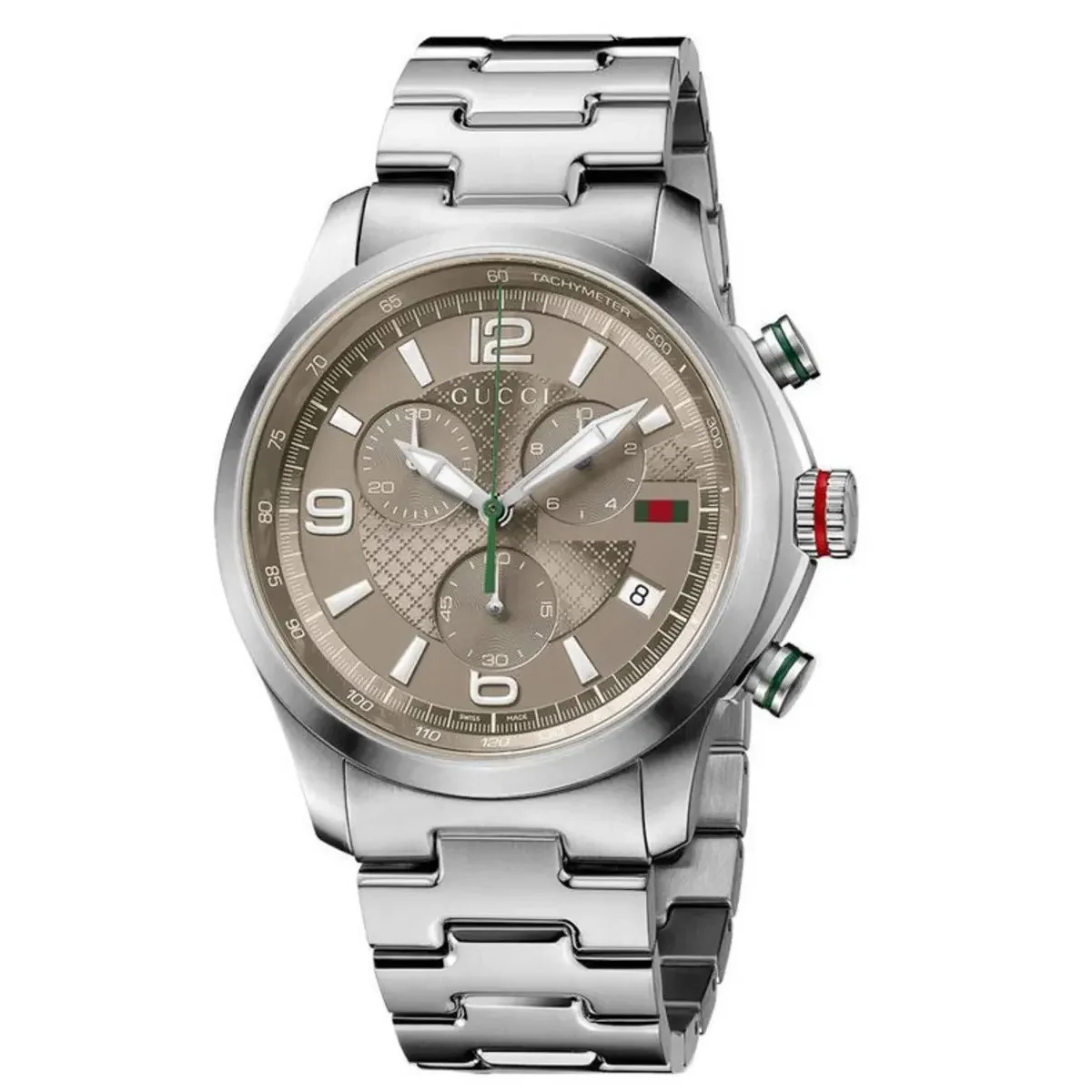 Gucci G-Timeless Chronograph YA126248 44mm Taupe Dial Stainless Steel Watch Ref. YA126248