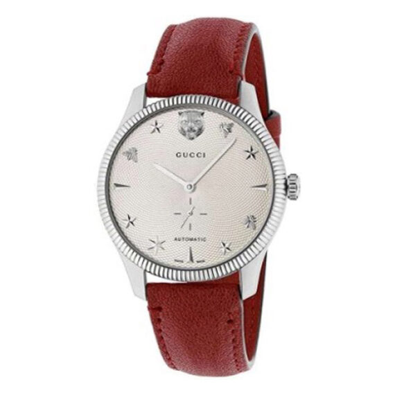 G-Timeless Automatic Silver Dial Red Leather YA126346 40mm