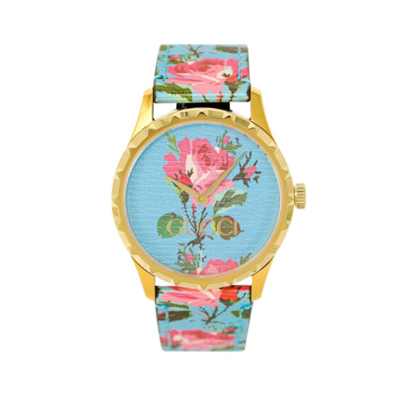 G-Timeless Aqua Floral Print Ladies Watch YA1264085 38mm