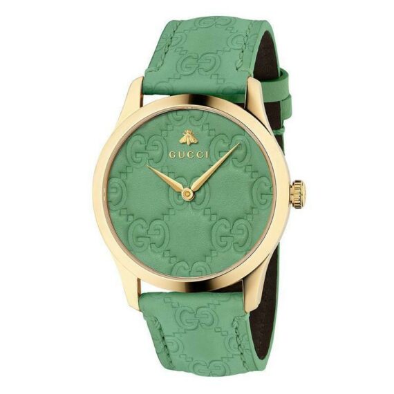 G-Timeless Green Dial Green Leather Strap YA1264099 38mm