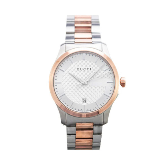 G-Timeless Silver Diamond-Patterned Dial Two-Tone Steel YA126447 38mm