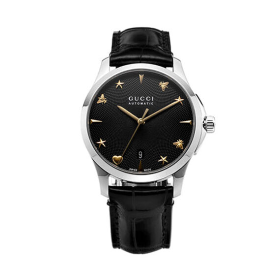 G-Timeless Automatic Black Dial Black Leather YA126469 38mm