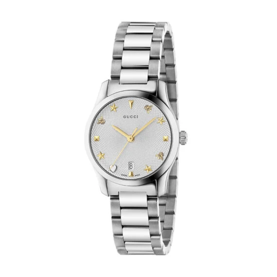 Gucci G-Timeless YA126577A 27mm White Dial Stainless Steel Watch Ref. YA126577A