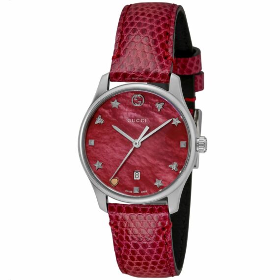 G-Timeless Red Mother of Pearl Dial Ladies Watch YA126584