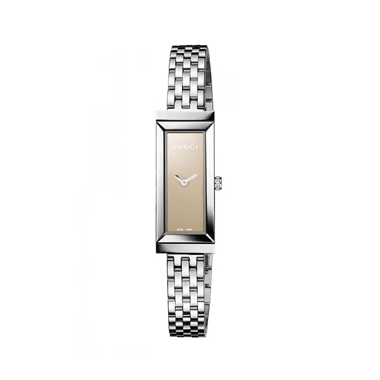 Gucci G-Frame YA127501 Rectangular Champagne Dial Stainless Steel Watch Ref. YA127501