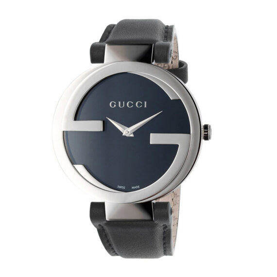 Interlocking G Black Dial Leather Strap Watch YA133501 29mm