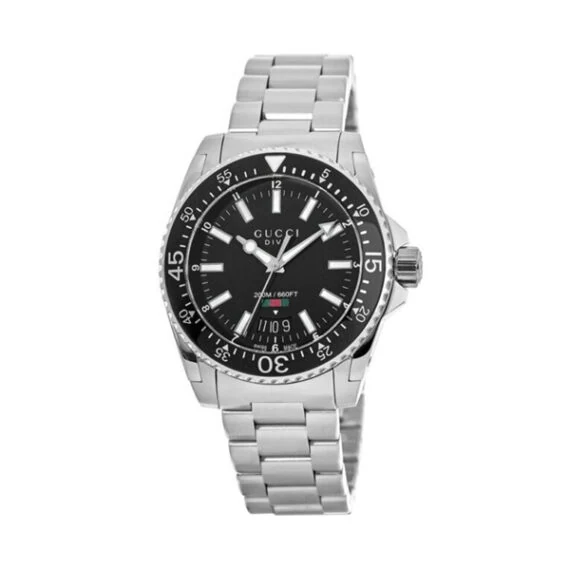 Gucci Dive YA136301A 40mm Stainless Steel Black Dial Watch Ref. YA136301A
