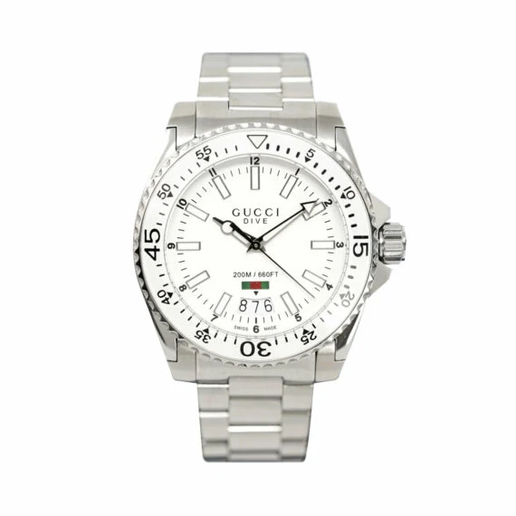 Gucci Dive YA136302A 40mm Stainless Steel White Dial Watch Ref. YA136302A