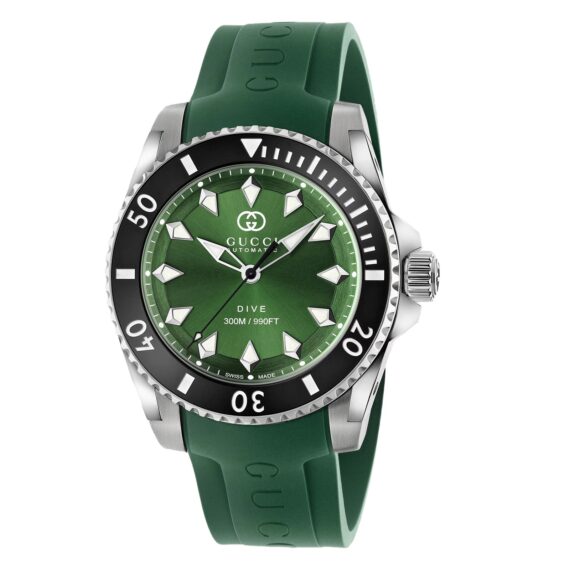 Dive Automatic Green Dial Rubber Strap Watch 40mm - YA136360