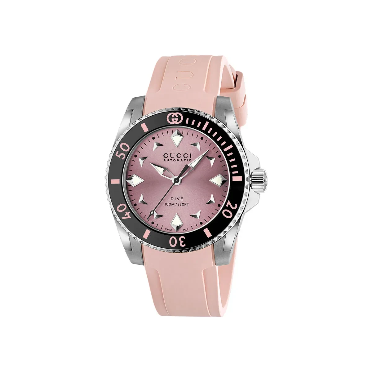 Gucci Dive Automatic YA136408 40mm Pink Rubber Strap Watch Ref. YA136408