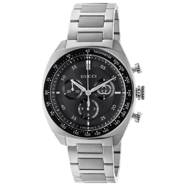 Interlocking Chronograph Black Dial Stainless Steel Watch 41mm - YA142316