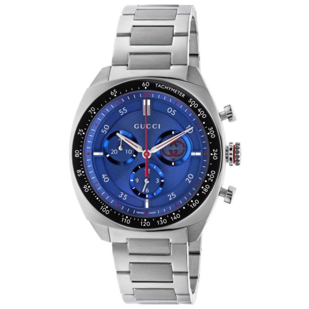 Interlocking Chronograph Large Blue Dial Stainless Steel Watch 41mm YA142317