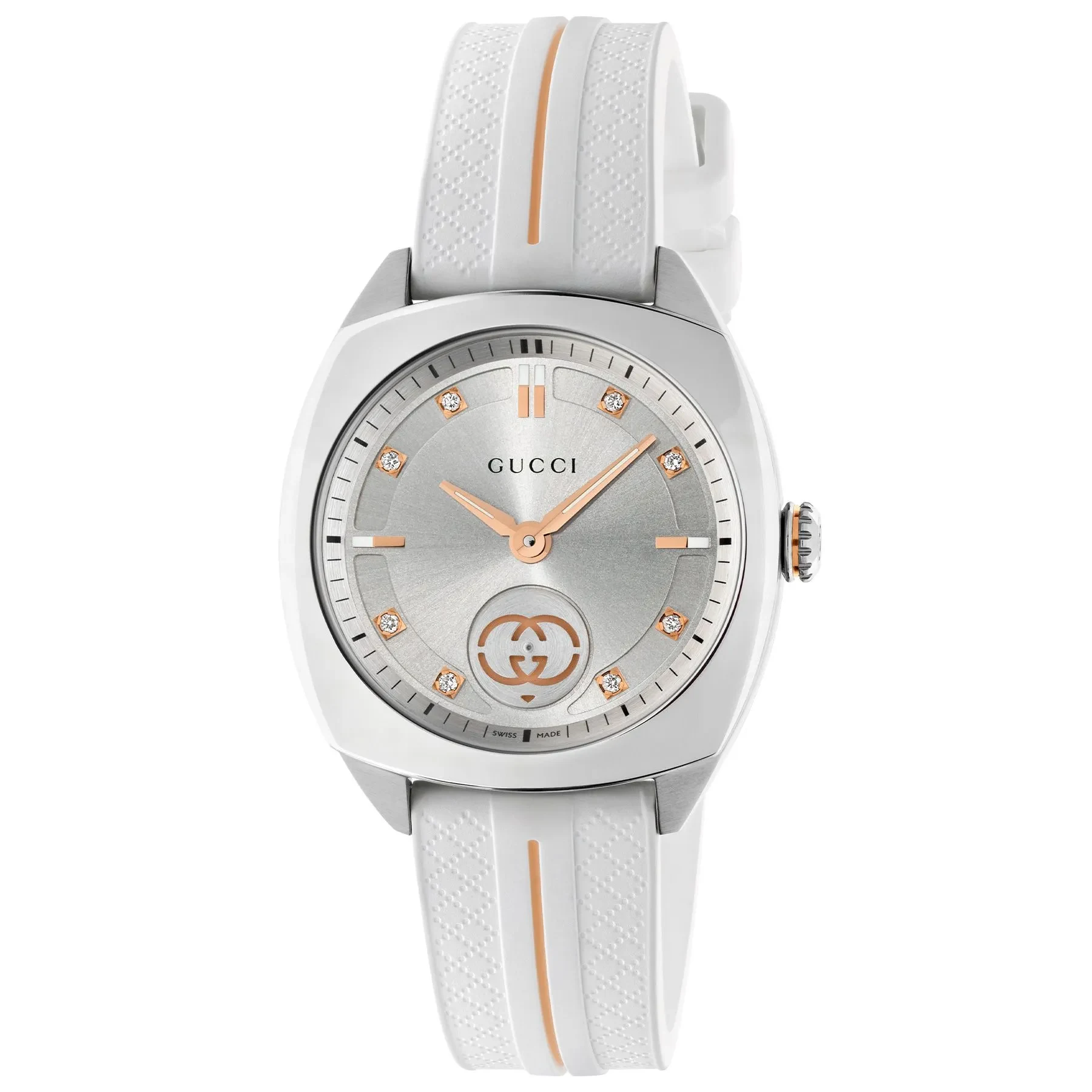 Gucci Interlocking YA142512 29mm White Rubber Strap Watch Ref. YA142512