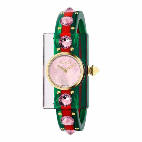 Vintage Web Pink Mother of Pearl Dial Two Tone Plastic Strap Watch YA143525