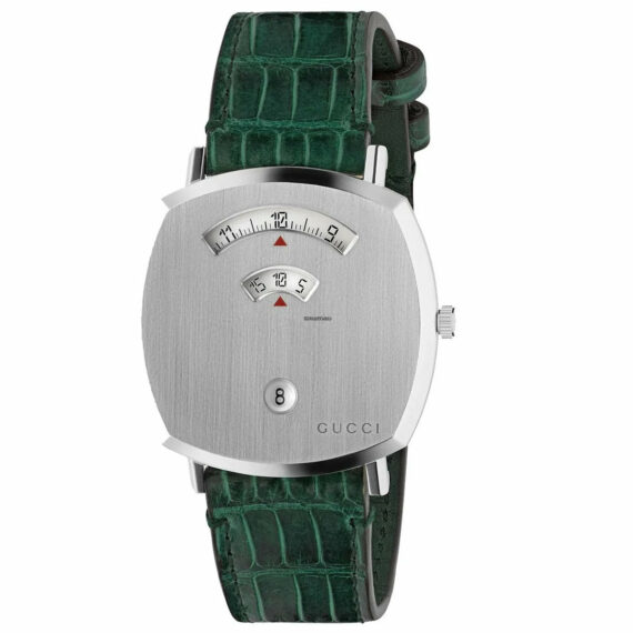 Grip Silver Dial Green Alligator Leather Strap YA157414 38mm