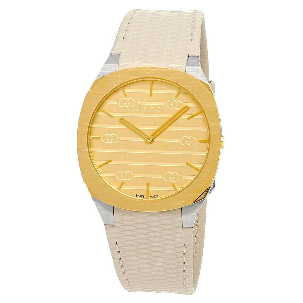 25H watch, 34mm in white leather YA163416