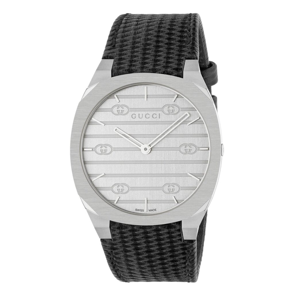 25H watch, 38mm in black leather-YA163419