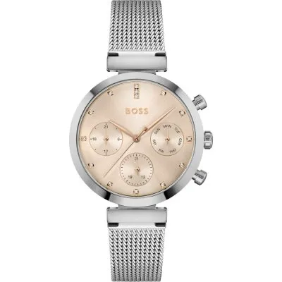 Flawless Rose Gold Dial Silver Mesh Bracelet Watch 1502625
