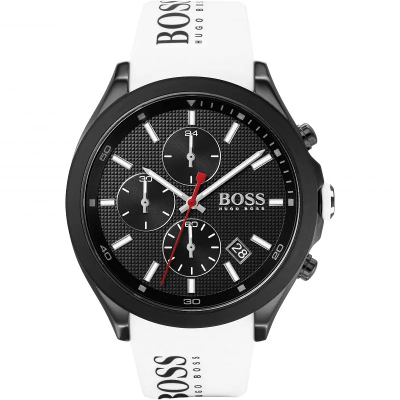 Velocity Chronograph Black Dial White Silicone Strap 1513718