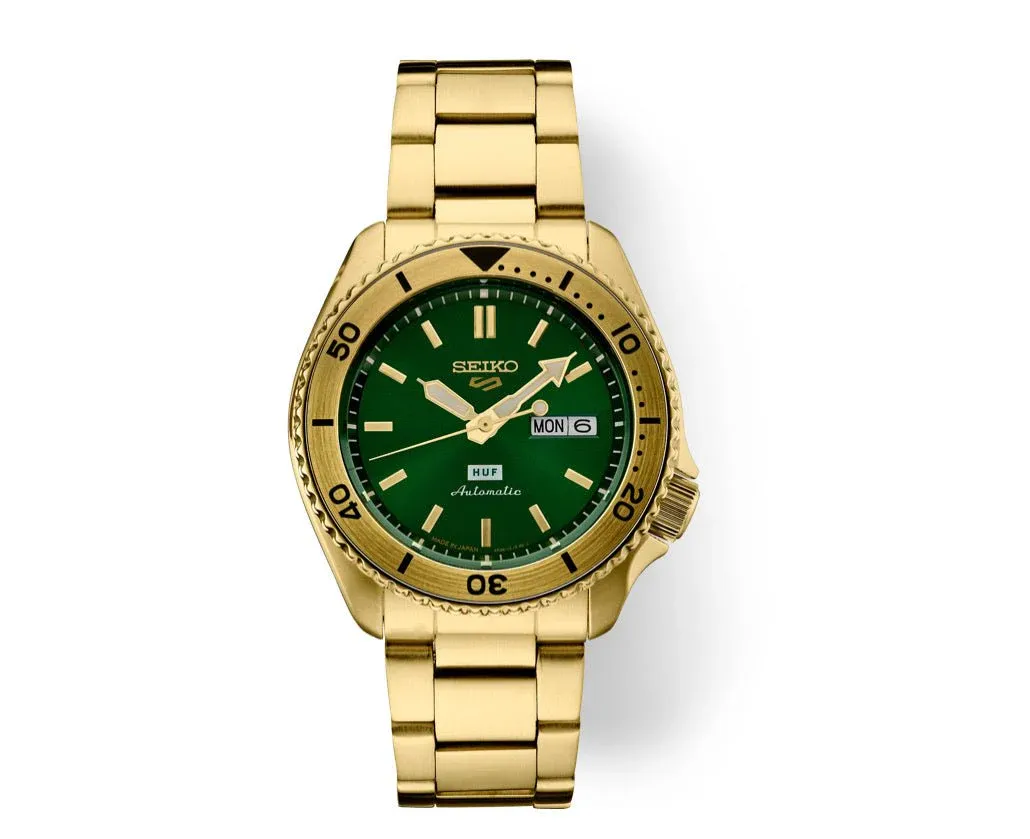 5 Sports HUF Limited Edition SRPJ20 Green Dial Gold Steel
