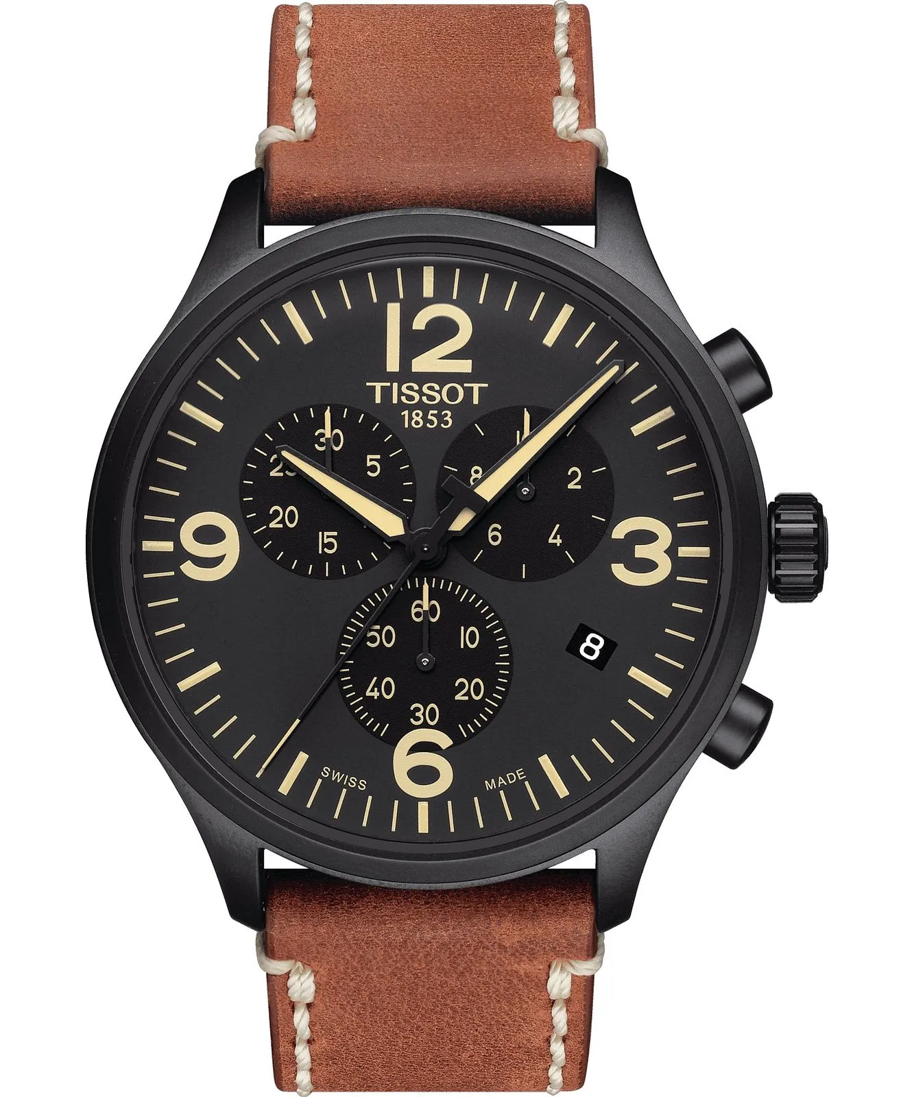 Chrono XL Classic Black Dial Brown Leather T116.617.36.057.00