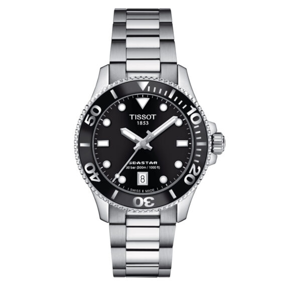 Seastar 1000 36mm Black Dial Stainless Steel Bracelet T120.210.11.051.00