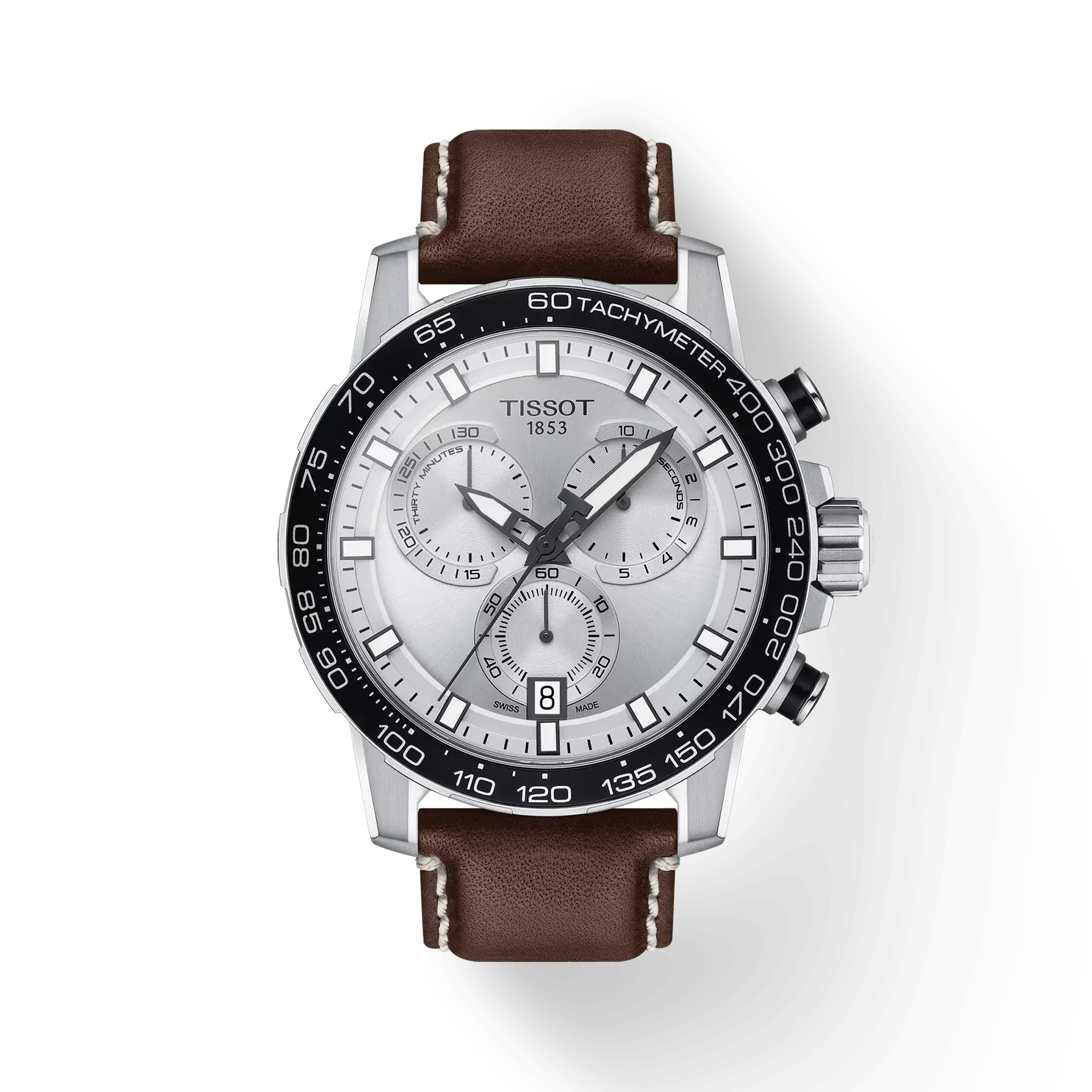 Supersport Chrono Silver Dial Brown Leather Strap T125.617.16.031.00