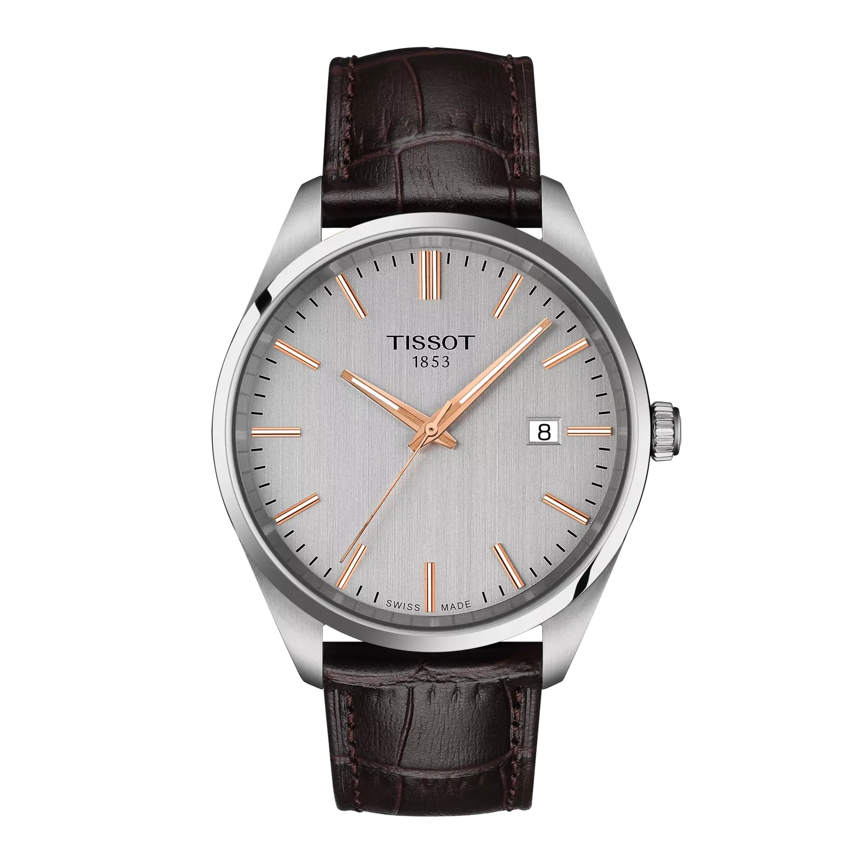 PR 100 Quartz Silver Dial Brown Leather Strap T150.410.16.031.00 40mm